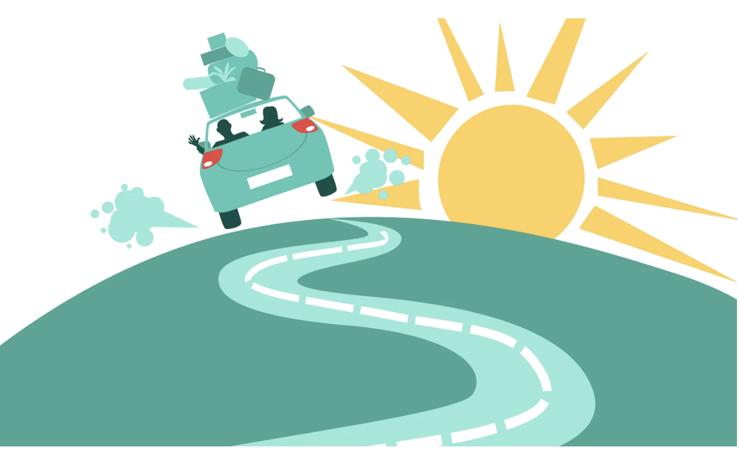 car-driving-quickly-down-winding-road-into-the-sun